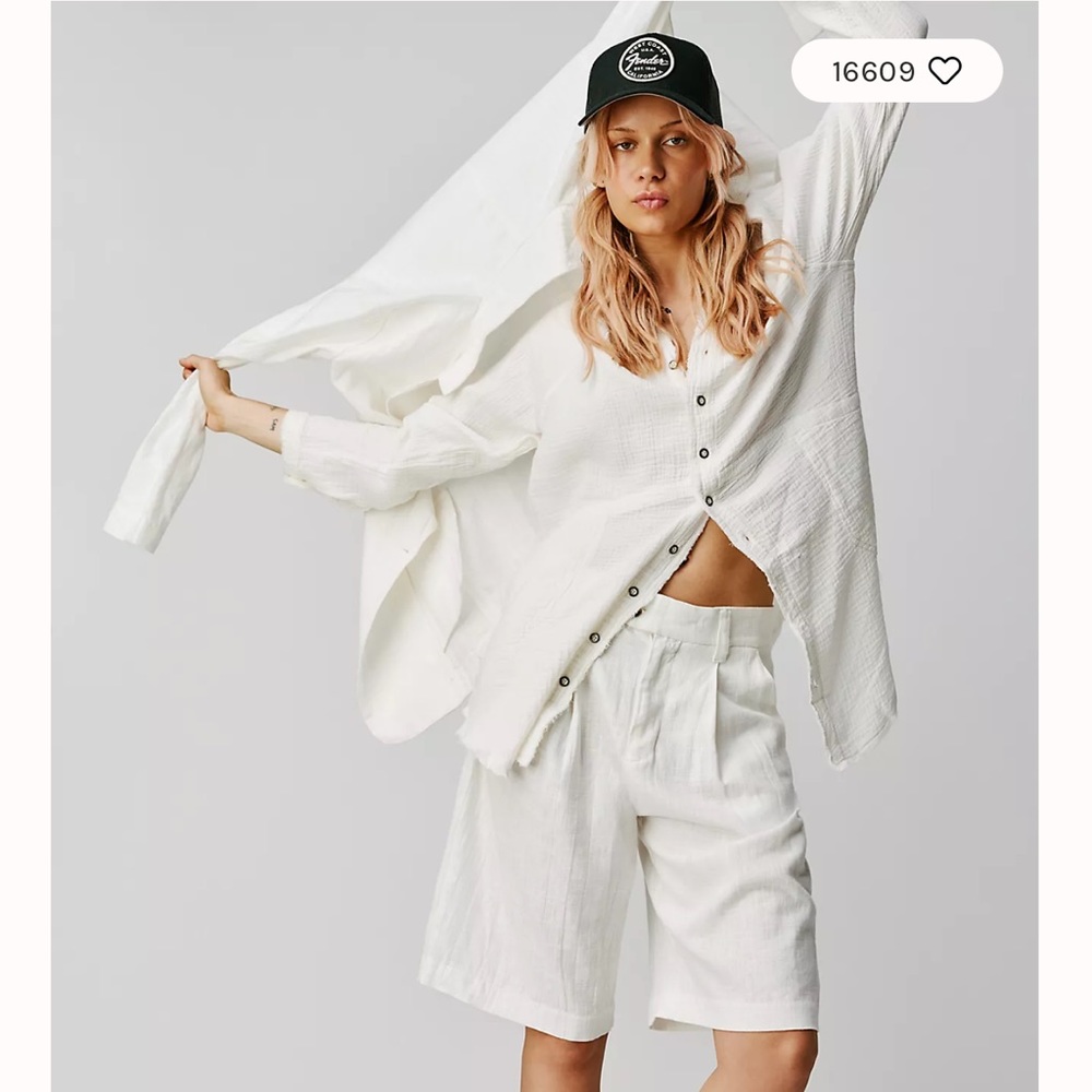 Free People Summer Daydream Button Down Size S White